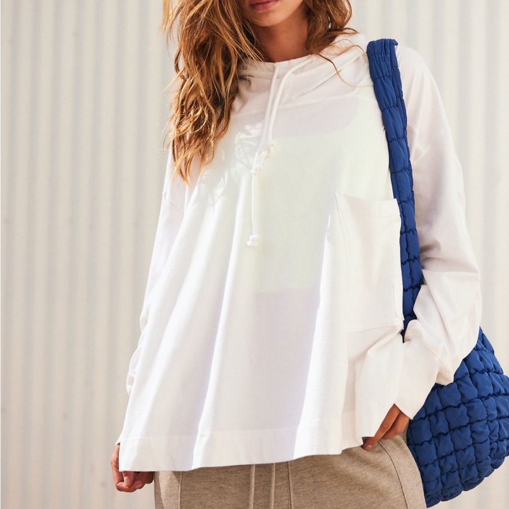 Free People Hot Shot White Hooded Layer Pullover